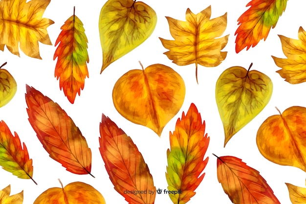 Осенние листья фон акварелью