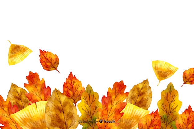 秋の葉の水彩画の背景