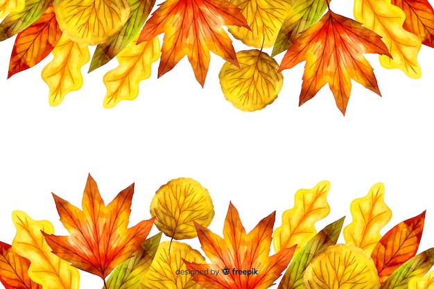 Autumn leaves background watercolor style