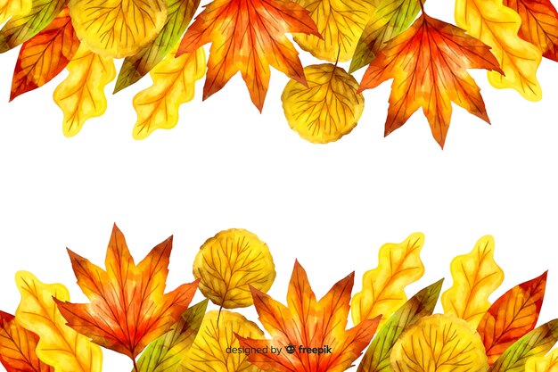Осенние листья фон акварелью