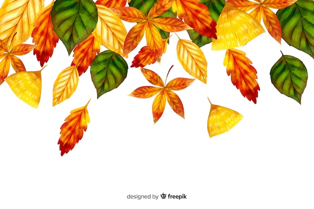 Autumn leaves background watercolor style