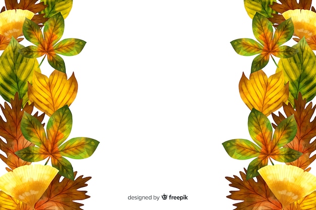 無料ベクター 秋の葉の水彩画の背景