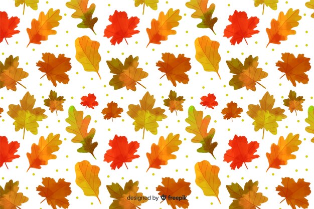 Autumn leaves background watercolor style