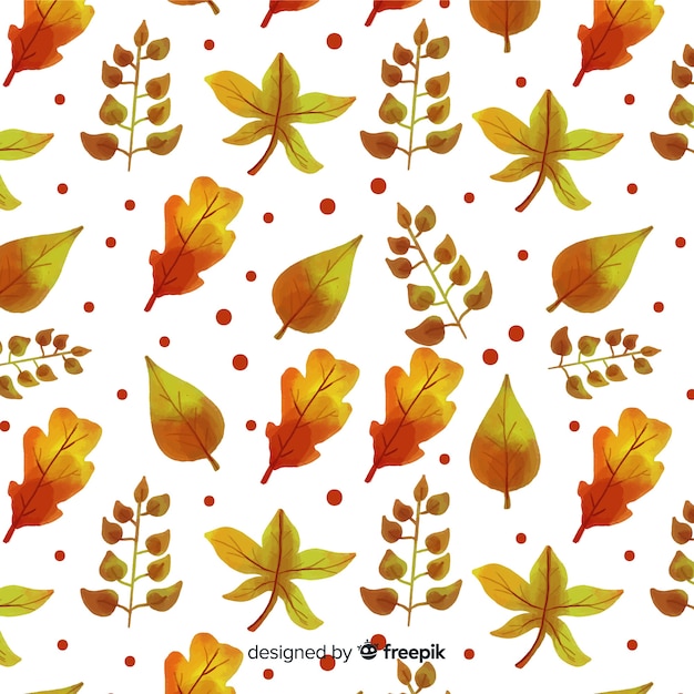 Autumn leaves background watercolor style