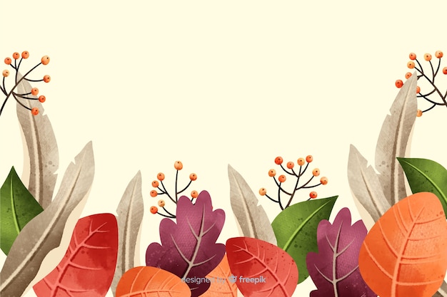 Autumn leaves background watercolor style