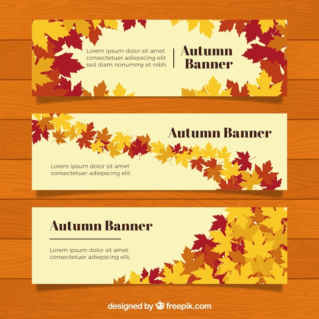 Бесплатное векторное изображение Осенние листья баннеры