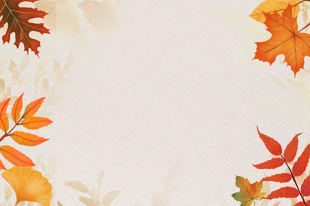 Autumn leaves beige background vector