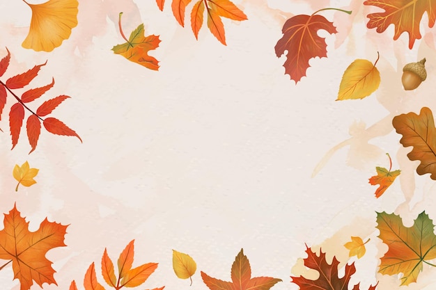 Autumn leaves beige background vector