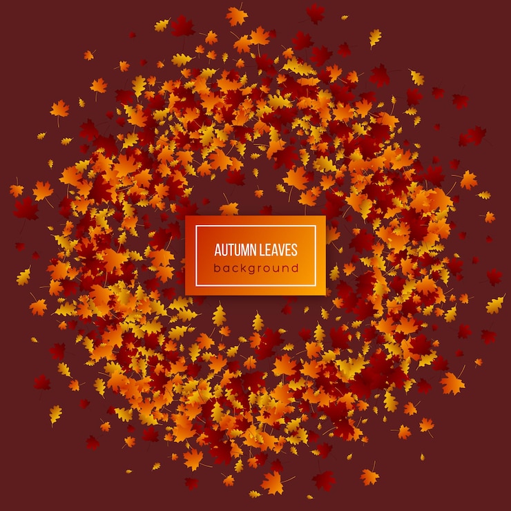 Free Vector autumn leaves on dark background.