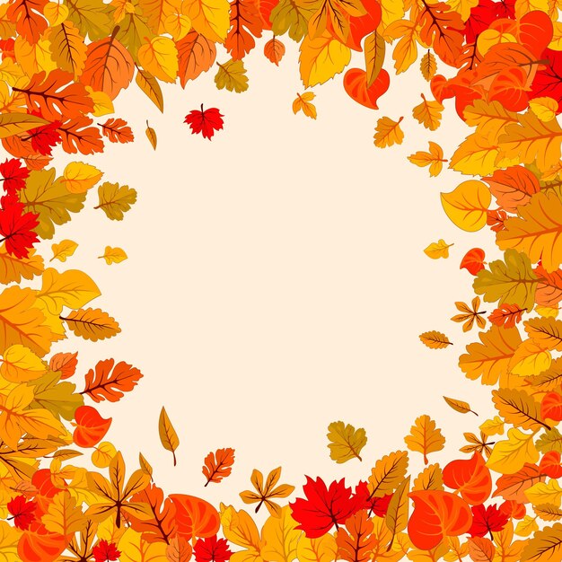 Autumn leaves fall isolated background Golden autumn poster template