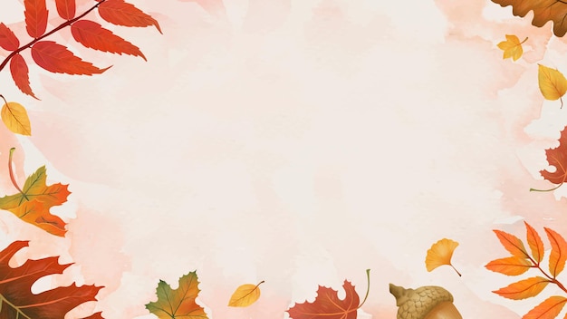 Foglie di autunno cornice vettoriale su sfondo beige