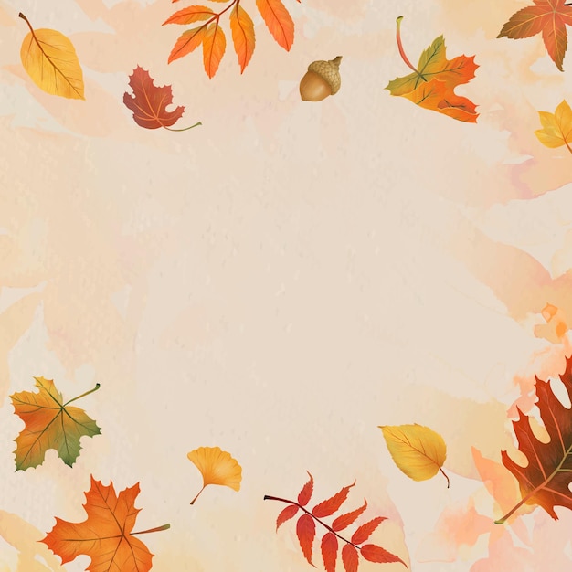 Осенние листья кадр вектор на бежевом фоне