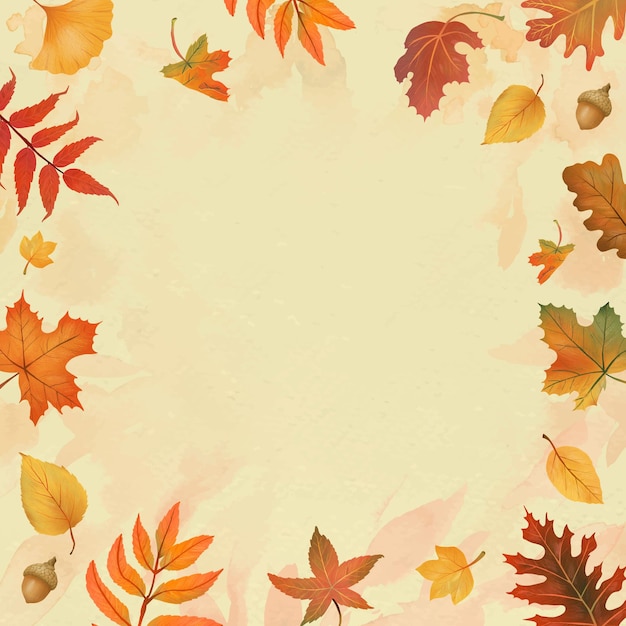 Осенние листья кадр вектор на желтом фоне