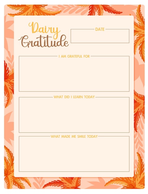 Free vector autumn leaves gratitude diary template