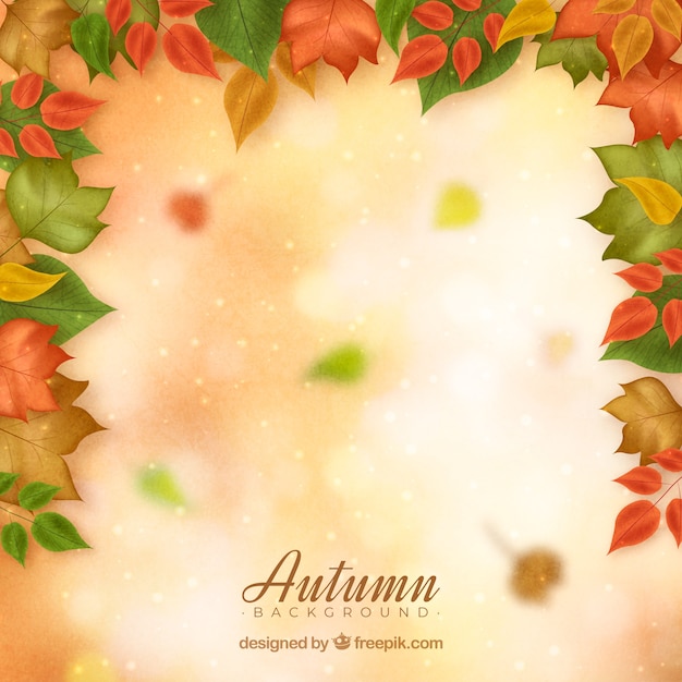 Vettore gratuito foglie d'autunno sparse su una superficie luminosa