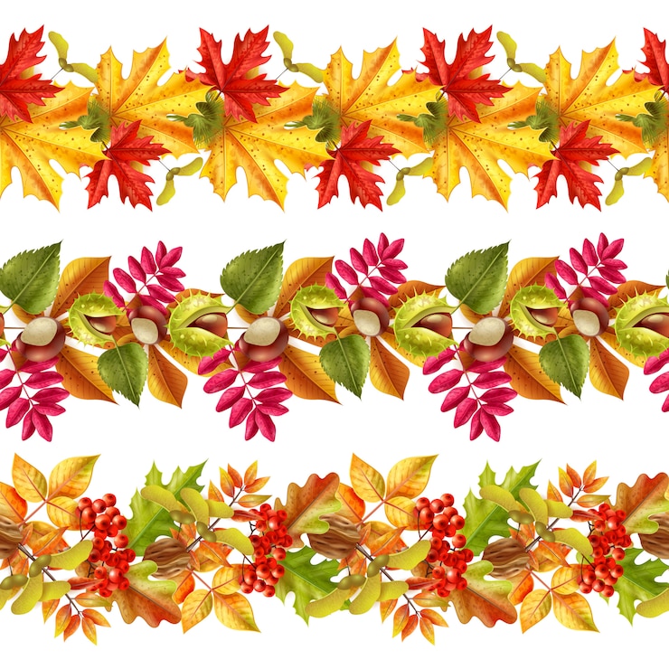 Free Vector autumn leaves seamless border