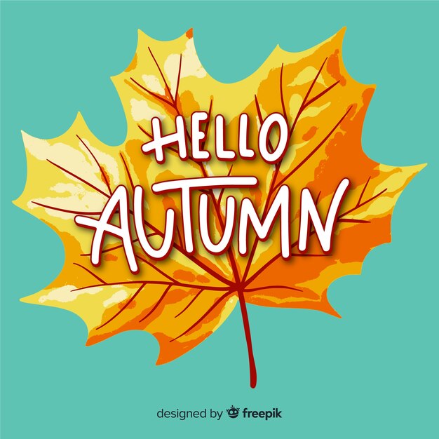 Autumn lettering background hand drawn design