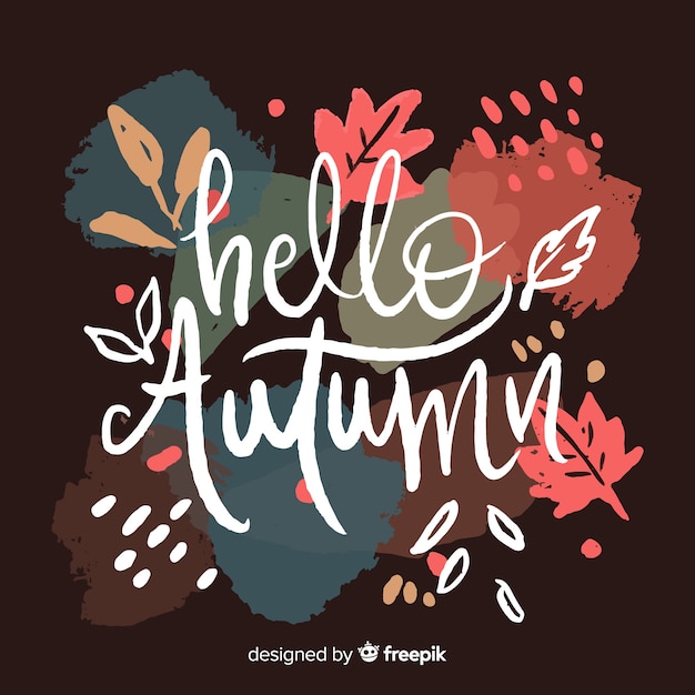 Autumn lettering background hand drawn design