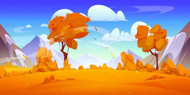 Free vector autumn mountain valley landscape illustration