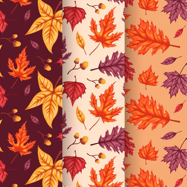 Осенняя коллекция узоров нарисована