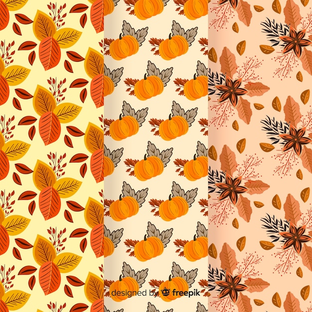 Free vector autumn pattern collection flat design