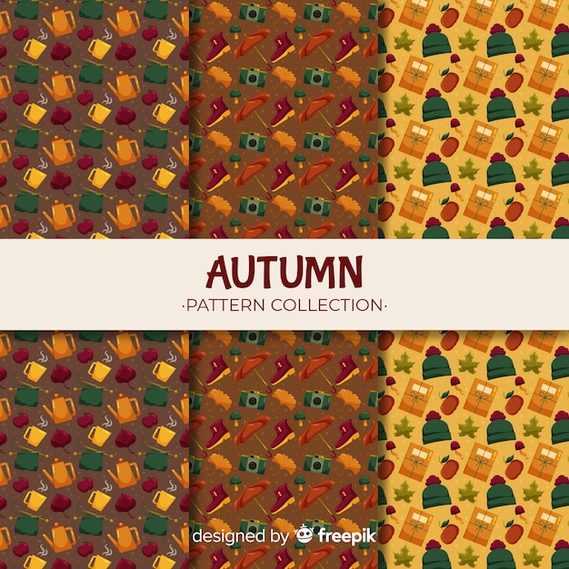 Free vector autumn pattern collection flat style