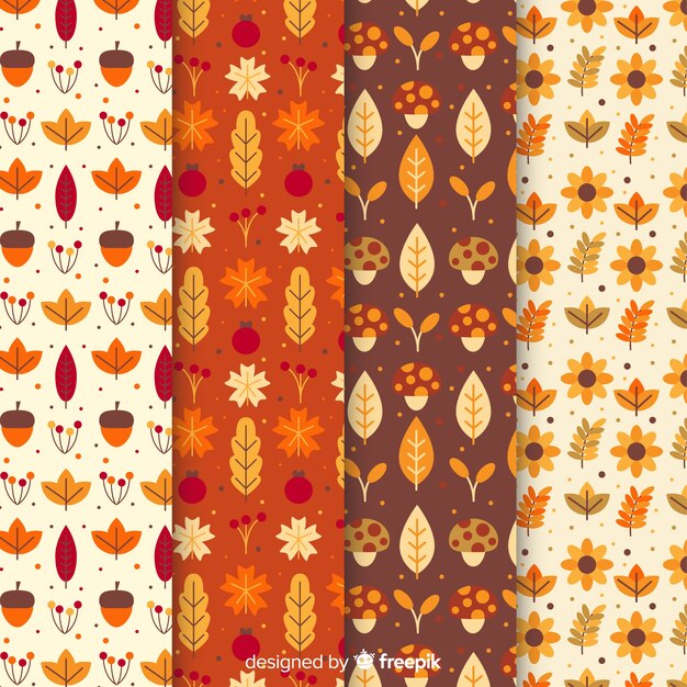Autumn pattern collection flat style