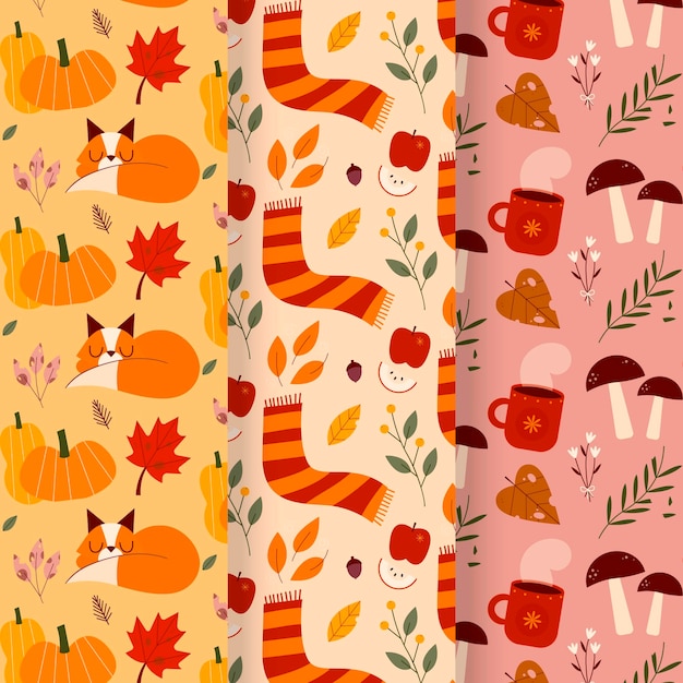 Free vector autumn pattern collection