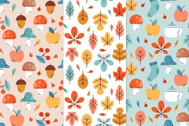 Free vector autumn pattern collection