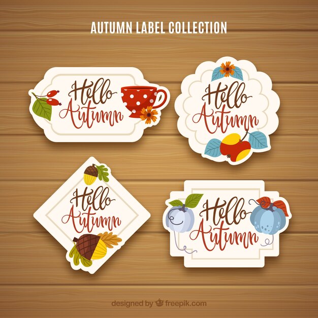 Autumn pattern label with lettering