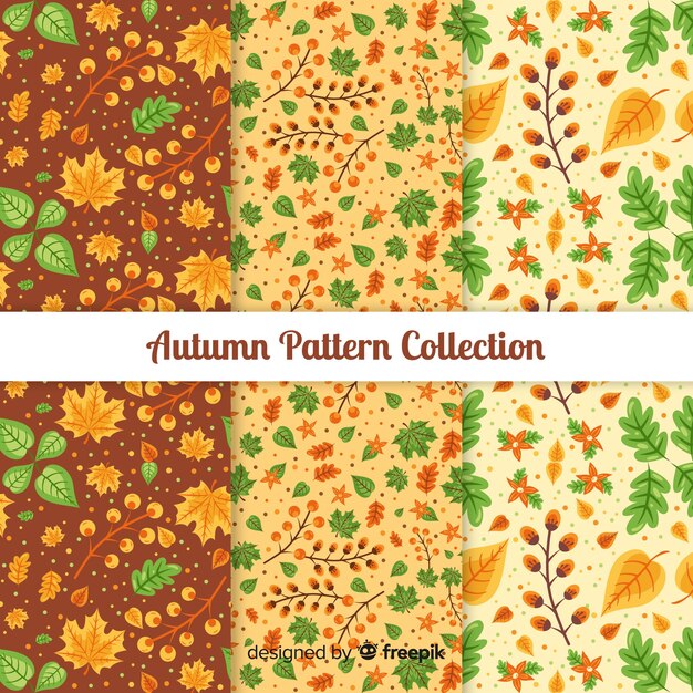 Autumn patterns collection with elements free vector