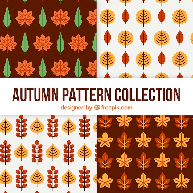 Free vector autumn patterns collection with leaves