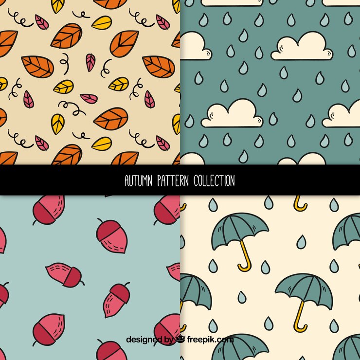 Free Vector autumn patterns collection with nature 