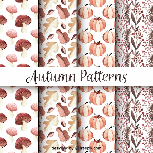 Free vector autumn patterns collection with nature