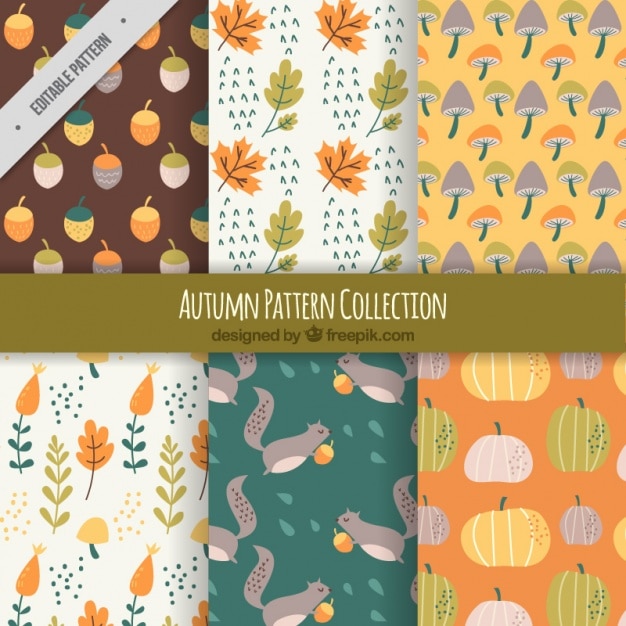 Free vector autumn patterns in vintage design