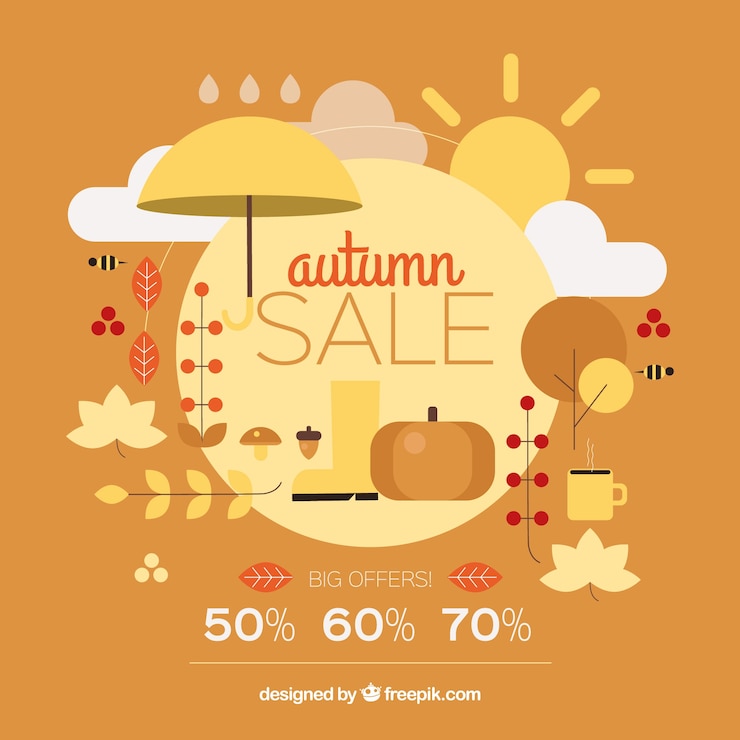 मुफ़्त वेक्टर autumn sale background in flat style