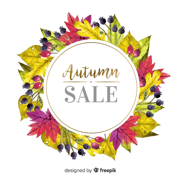 Free vector autumn sale background watercolor style