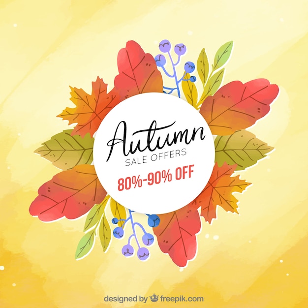 Autumn sale background with colorful leaves