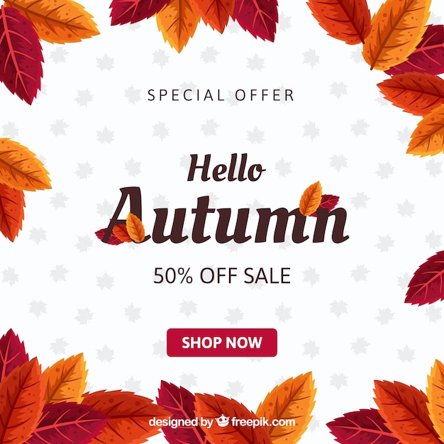 Осенняя распродажа фон с разноцветными листьями