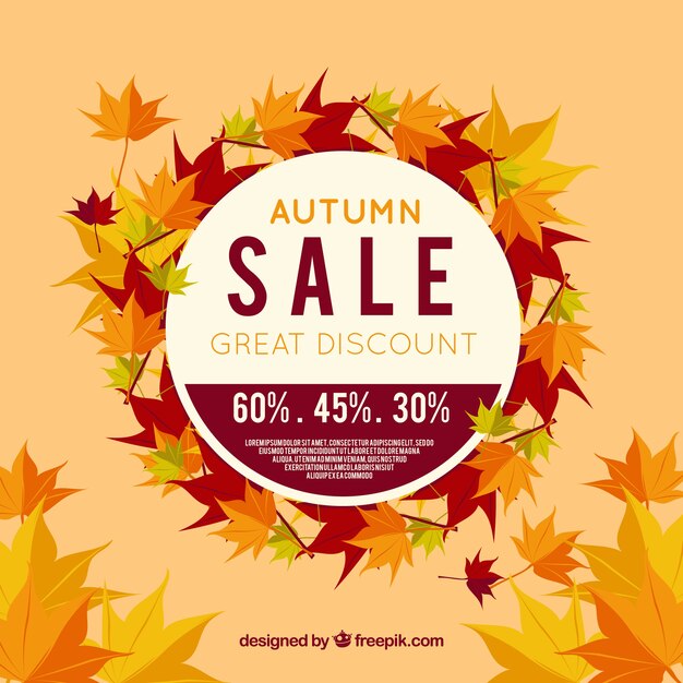 Autumn sale background with colorful leaves