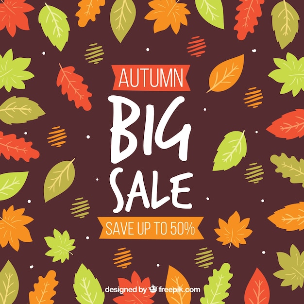 Autumn sale background with colorful leaves