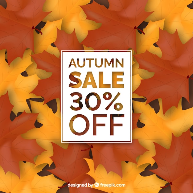 Vettore gratuito autunno vendita sfondo con foglie