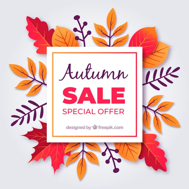 Autumn sale background with leaves