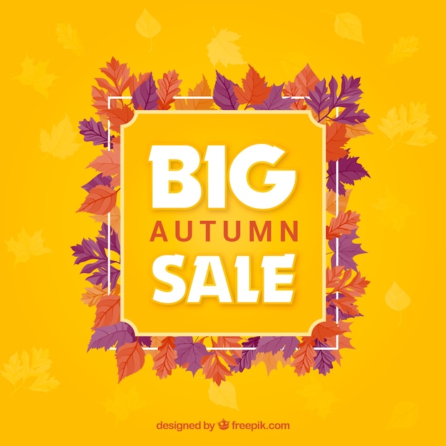 Autumn sale background with leaves