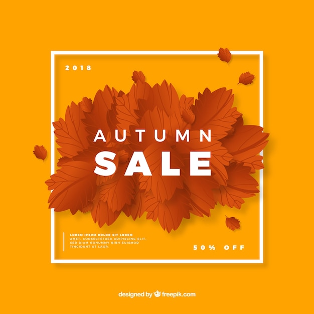 Vettore gratuito sfondo autunno vendita con foglie