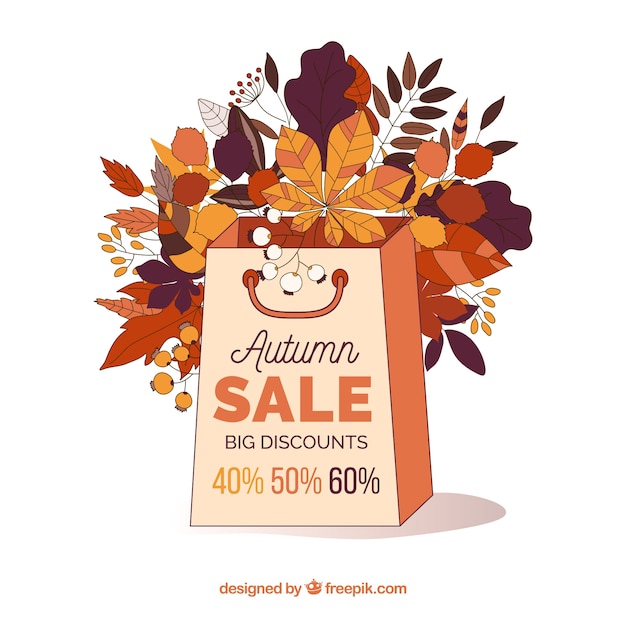 Free vector autumn sale background with leaves