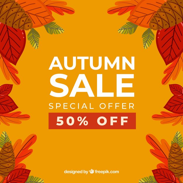 Autumn sale background with leaves