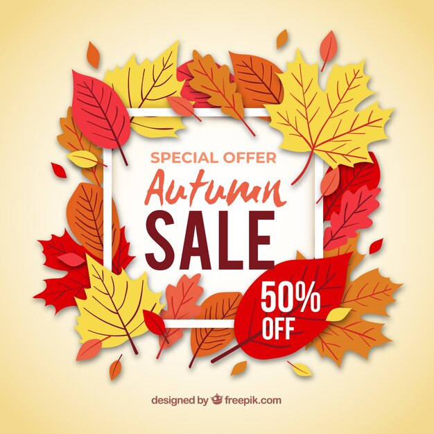 Autumn sale background with leaves