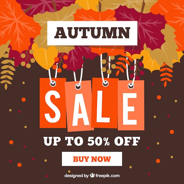 Free vector autumn sale background with leaves