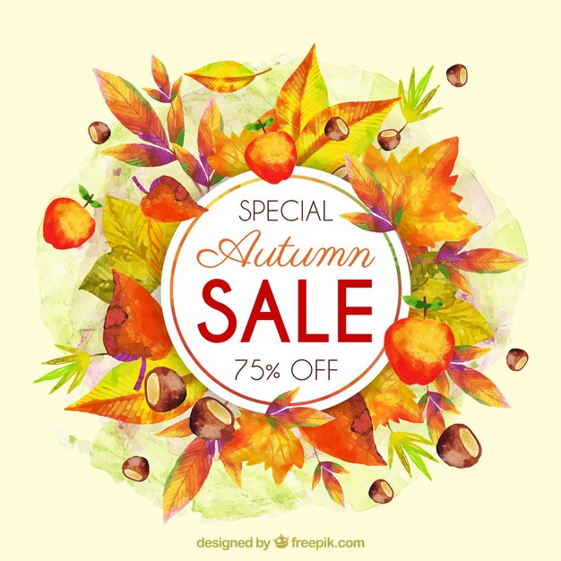 Autumn sale background with leaves